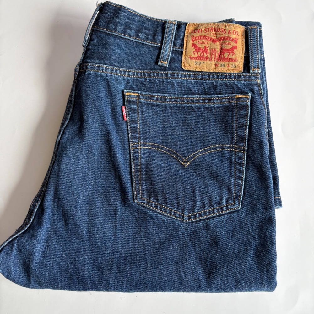 Levis 517 Mens 36x30 Bootcut Jeans Dark Wash Indigo Denim 5 Pocket 100% Cotton